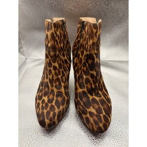 INC International Concepts Leopard Calf Hair Ankle Boots Kitten Heel Womens 10M